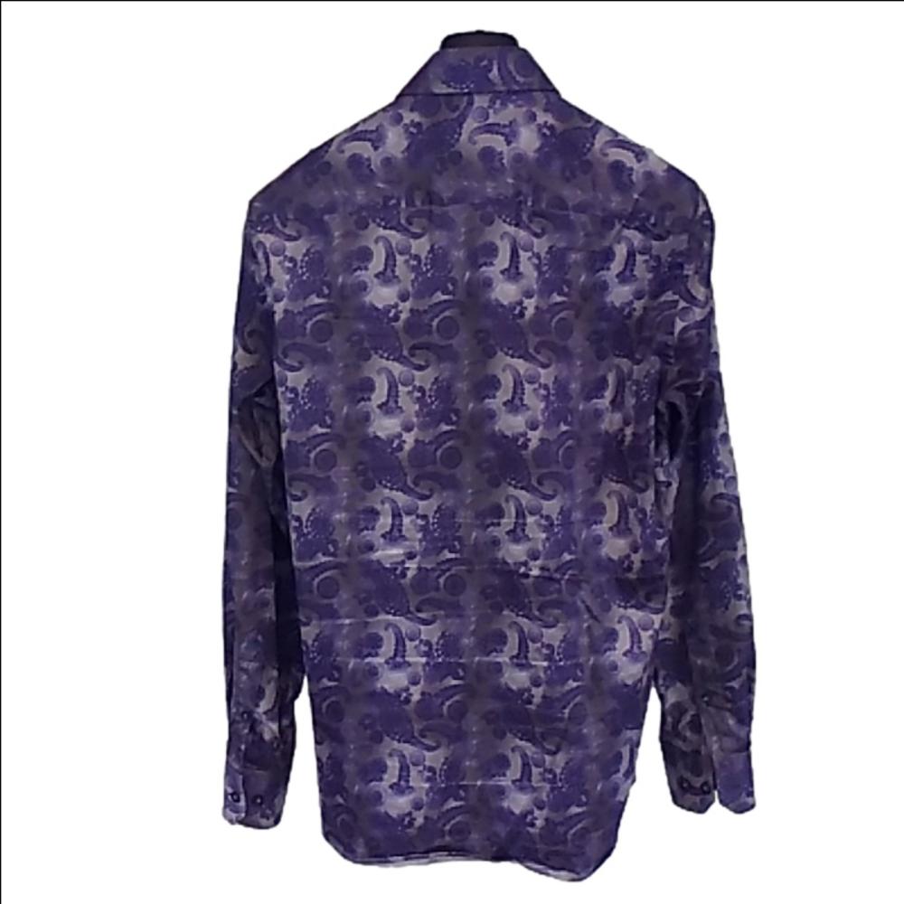 Au Noir Men's Button Up Long Sleeve Paisley Cotton Dress Shirt Size M - Picture 8 of 16